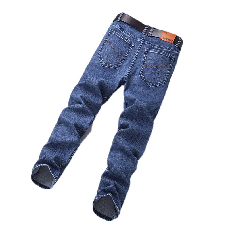 Fashion European American Style Stretch Men Jeans Luxury Men\'s Denim Trousers Slim Straight Deep Blue Gentleman Mens Size 28-38