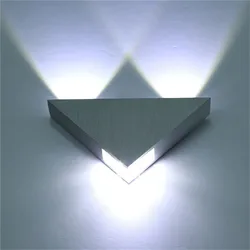 Indoor LED Lighting Aluminium 3W Wall Lamp Brushed Silver Triangle Shape Modern Bedroom Beside Light for Home Decor AC110V 220V