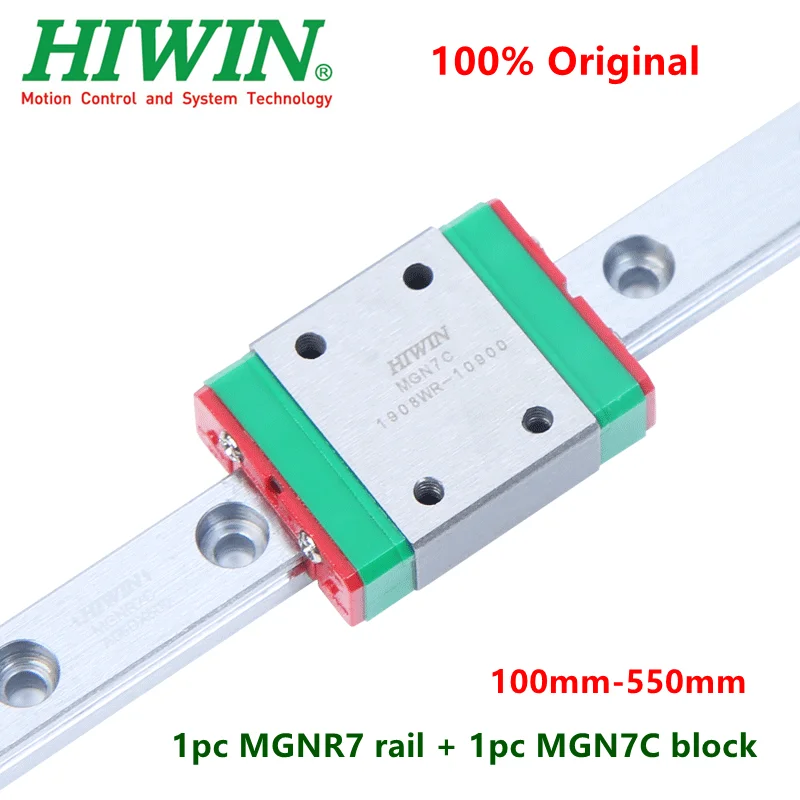 

1pcs Original Hiwin linear guide MGN7 100 150 200 250 300 330 350 400 450 500 550 mm MGNR7 rail + 1pcs MGN7C block cnc parts