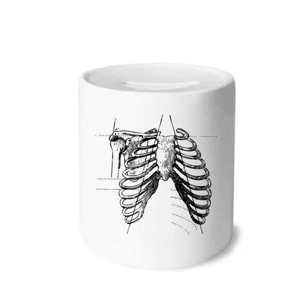 Rib Bone Human Skeleton Sketch Money Box Saving Banks Ceramic Coin Case Kids Adults