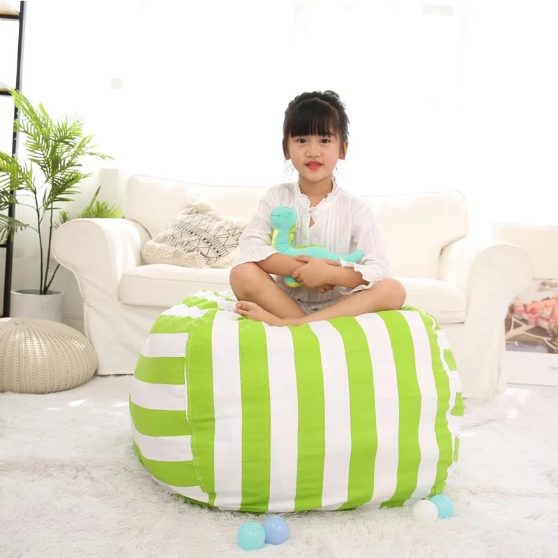 Children Storage Stuffed Animal Bean Bag Chair Cover,Cotton Canvas Toys Organizer Seat for Kids