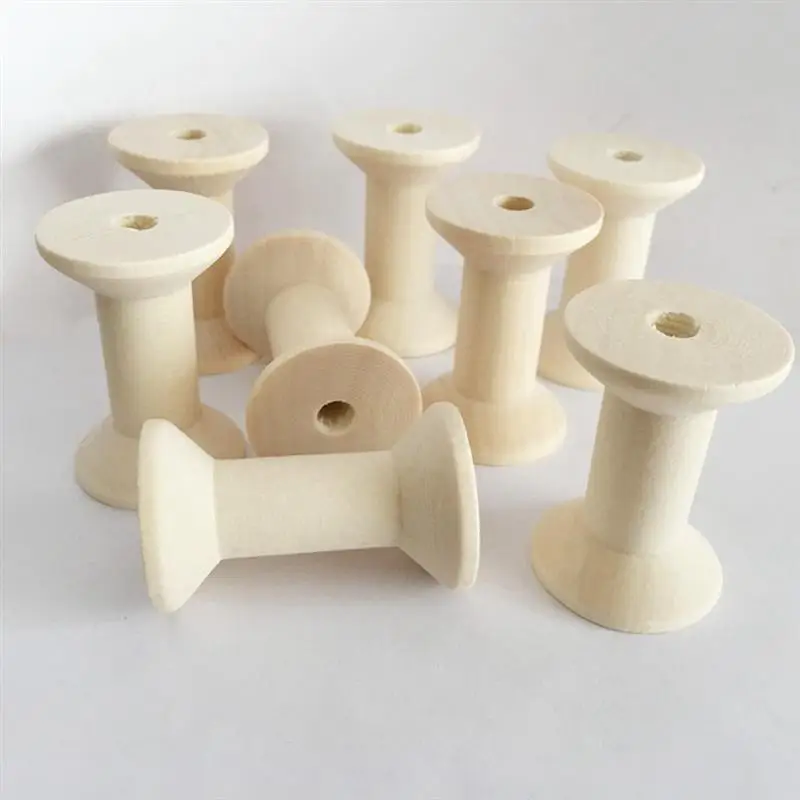 20pcs 5cm 4cm Vintage Natural Wooden Empty Thread Spool Coils Bobbin Tool DIY Roller for Sewing Crafts Wire Ribbon Needlework