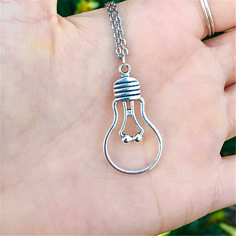 Light Bulb Necklace Lightbulb Charm Necklacel Chain Necklace Cute Dainty Necklace Great Idea Gift for Friend