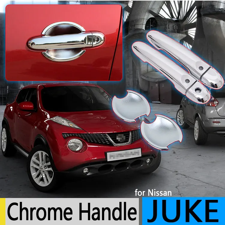For Nissan JUKE 2010-2018 Luxurious Chrome Door Handle Covers Infiniti Esq 2011 2012 2013 2014 Accessories Stickers Car Styling