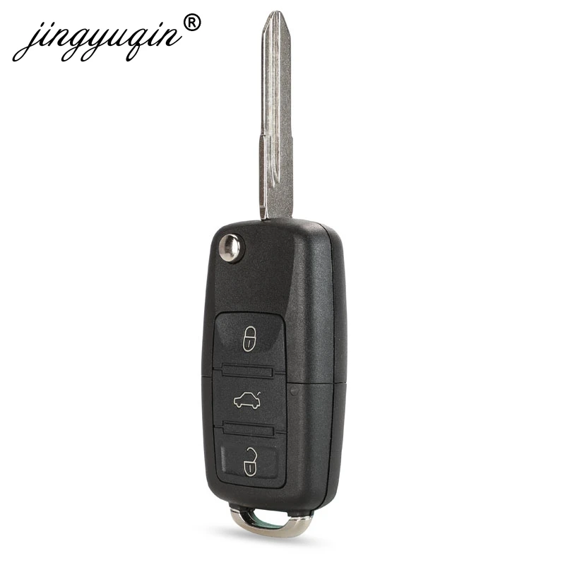 Jingyuqin HU49 ostrze klucz samochodowy Shell dla VW Volkswagen Golf Santana Jetta 3 przyciski odwróć klucze Case Fob wymiana