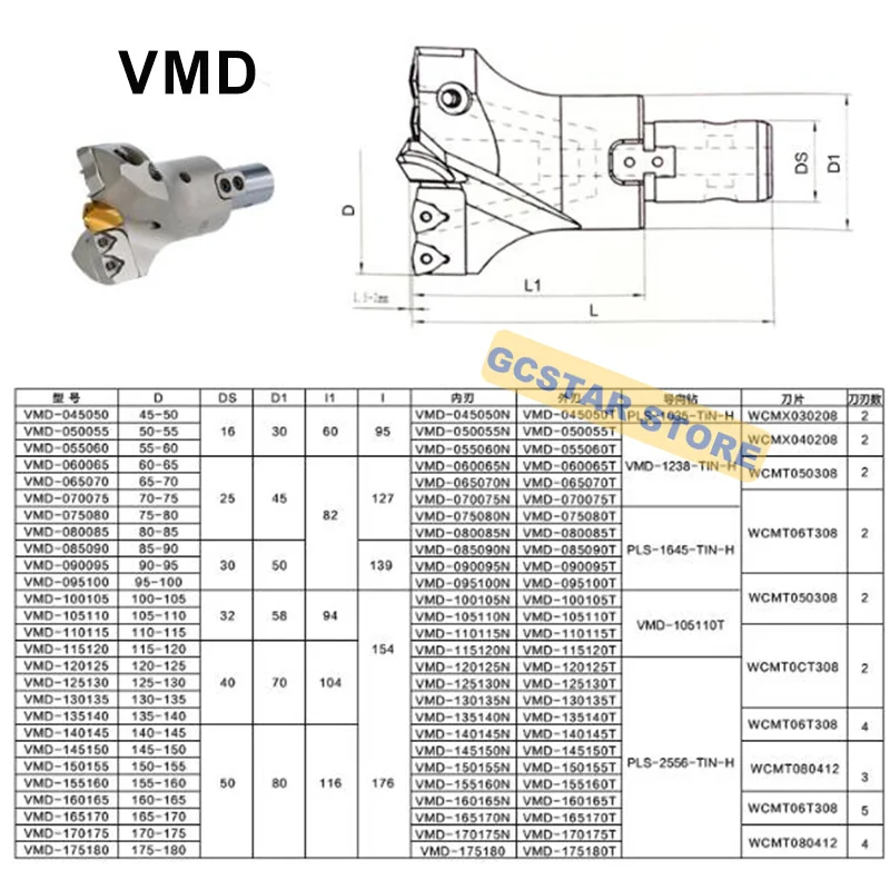 1 pz trapano indicizzabile foro profondo di grande diametro U punta da trapano VMD MDD 45mm 55mm 60mm 65mm 70mm per WCMX