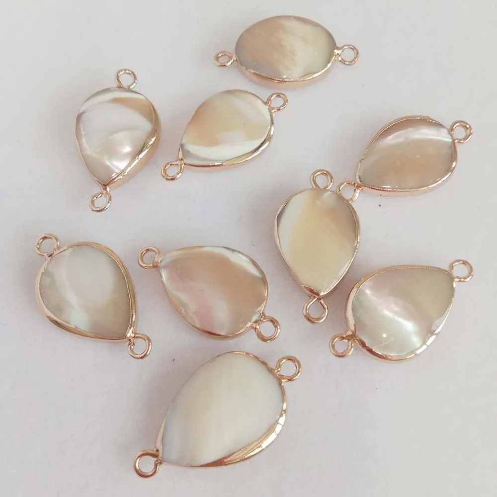 5 PCS /LOT 100% sea-shell pearl with big tear-drop shape,pendant with 2 hangers ,nature colors ,DIY PEARL BEADS-12x24 mm