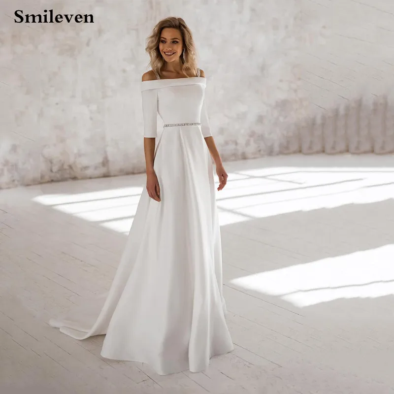 

Smileven Cheap Wedding Dress 2020 Off The Shoulder Boho Bride Dresses vestido de casamento Turkey Wedding Gowns