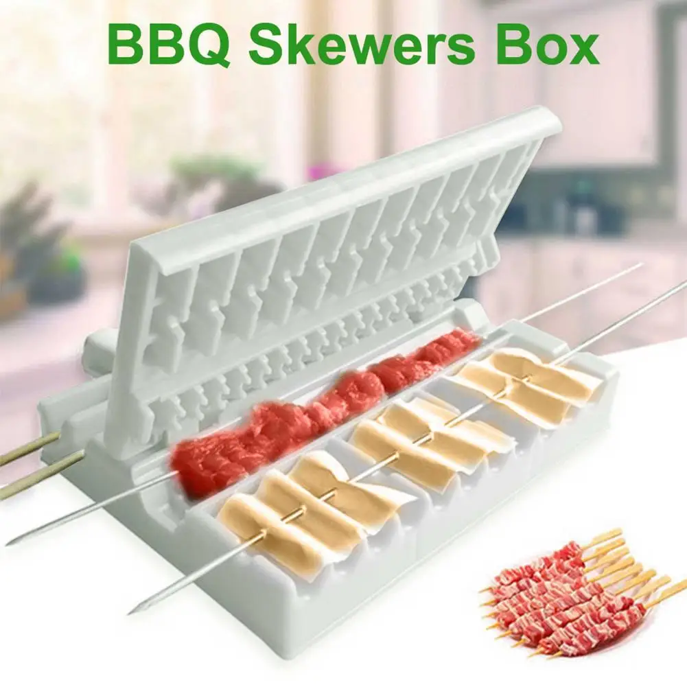 BBQ Skewers Artifact Multifunction Barbecue Kebab Maker Beef Pork Meat Vegetables Stringer Box Outdoor Grill Kitchen Accessories