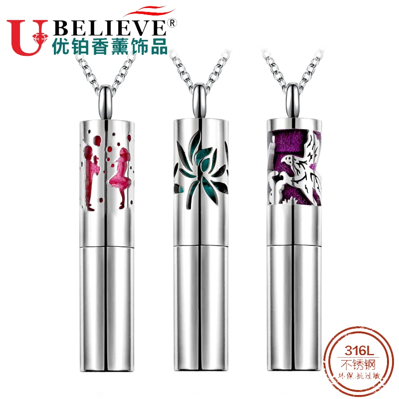 Ubelieve Aroma Necklace Magnetic 316L Stainless Steel Aromatherapy Essential Oil Diffuser Perfume Locket Pendant Jewelry