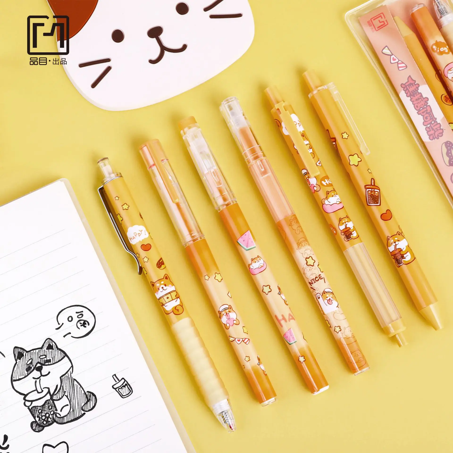 3 pcs/lot Kawaii Shiba Inu Pet Dog Gel Ink Pens Mechanical Cute Pen School Office Writing Supplies Decor Accessories Gift