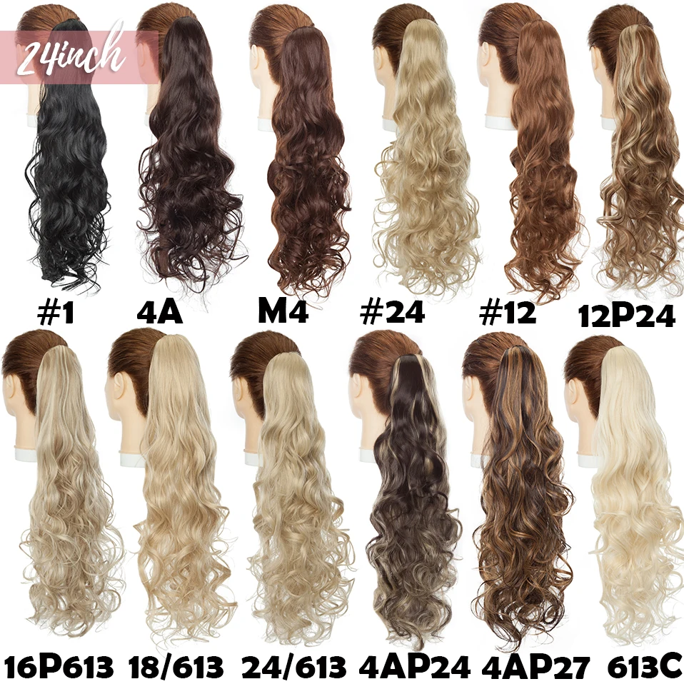 S-noilite Synthetic Short Wavy Ponytail Hair Extension Black Brown Pony Tail Claw Jaw In Hairpiece Clip In Hair Tail For Women