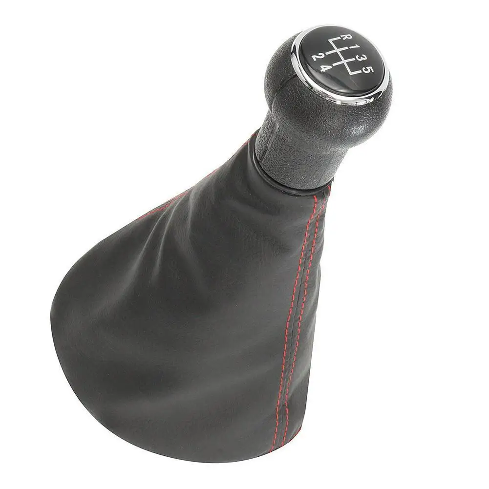 

SPEEDWOW Car Manual 5/6 Gear Shift Knob Gear Shifter Luggage Cover PU Leather Suitable for Golf 4 2003 2008 Auto Part