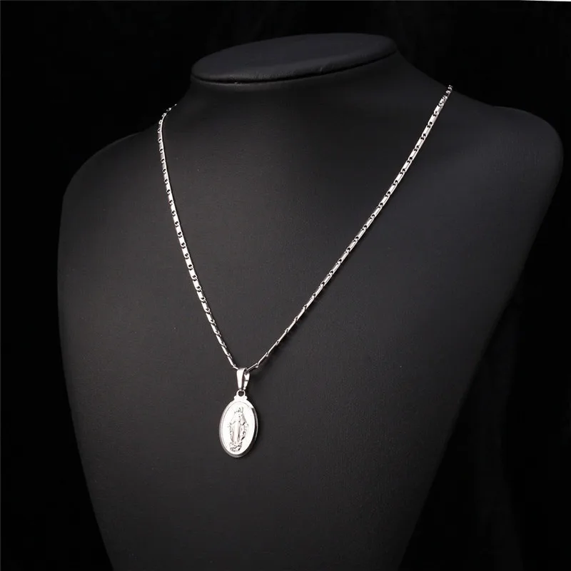 Classic Religious Style Catholic Virgin Mary Pendant Necklace