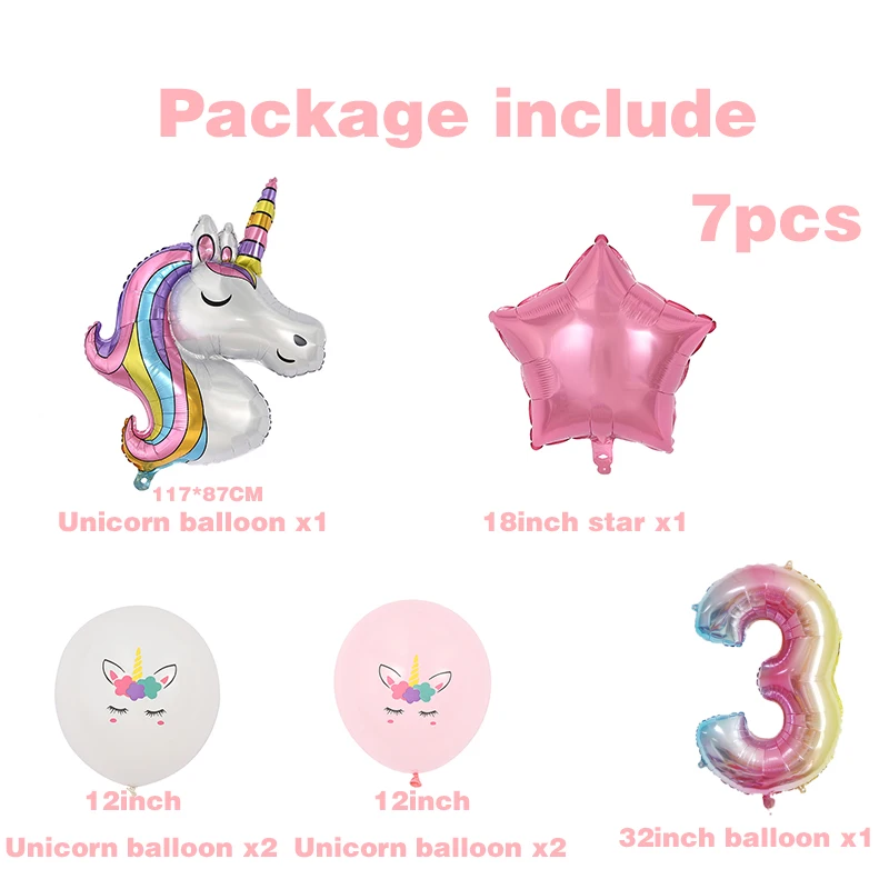 147Pcs Unicorn Birthday Balloons Arch Garland Kit Happy Birthday Banner for Girls Unicorn Birthday Party Decorations Baby Shower
