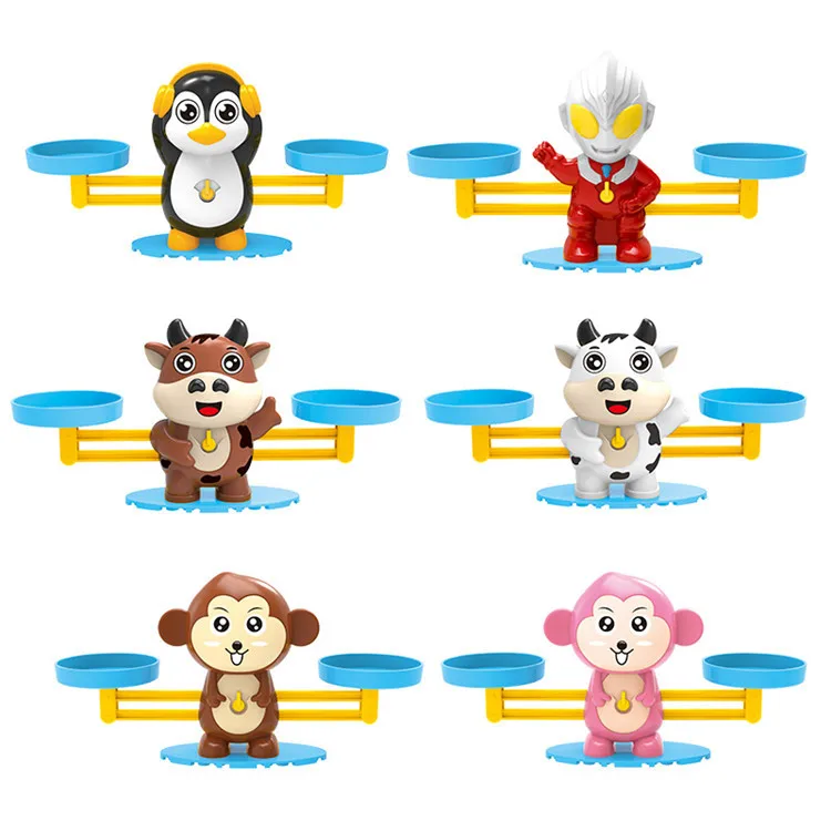 Montessori Baby Monkey Penguin Cow Digital Balance Scale Educational Early Education Toys  Math Toys for Kids Birthday Gifts