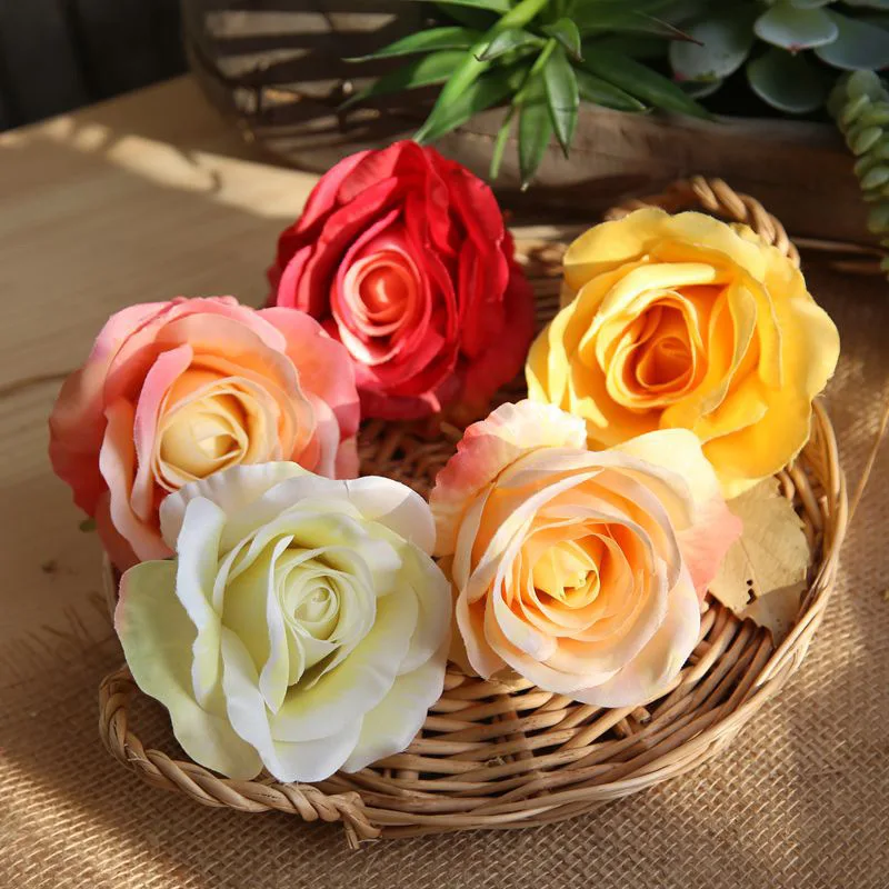 

Artificial Rose Flower Head for Home Wedding, Decorative Road Lead, Fake Roses, Silk Flowers Wreath, 10 PCs/Lot