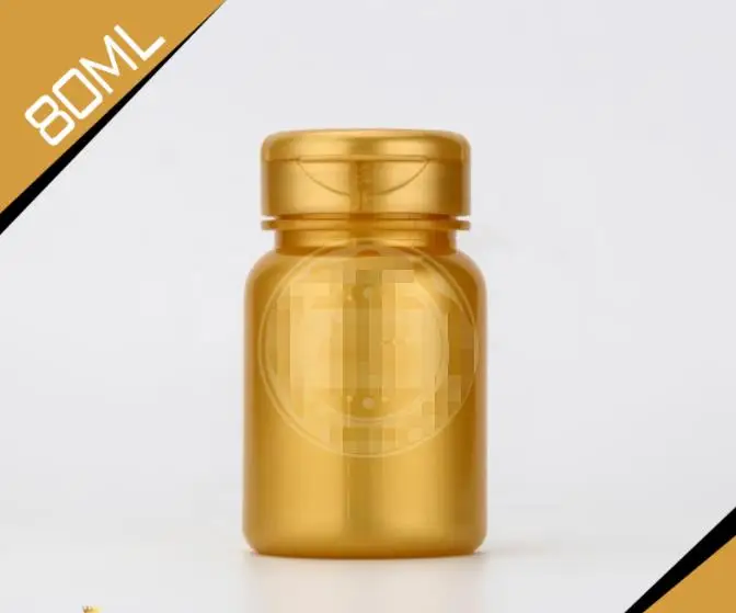 (100pcs/lot) 80cc Pearl Yellow Color PET Bottle, 80ml Capsule Bottle, Plastic Empty Bottles with Flip Cover