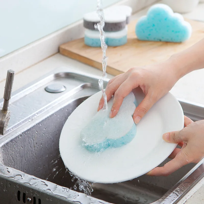 

Cloud Dishwashing Absorbent Sponge Wipe Kitchen Cleaning Washing Pot Brush Household Absorbent Cleaning Decontamination Brush