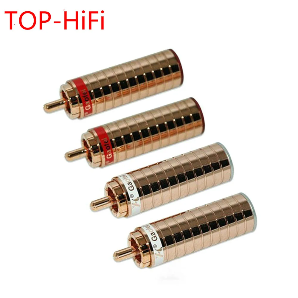 TOP-HiFi  4pcs/lot  GF-RED03R Red Copper RCA Plug Connector Amp DV CD Speaker Audio Interconnect Cable Socket