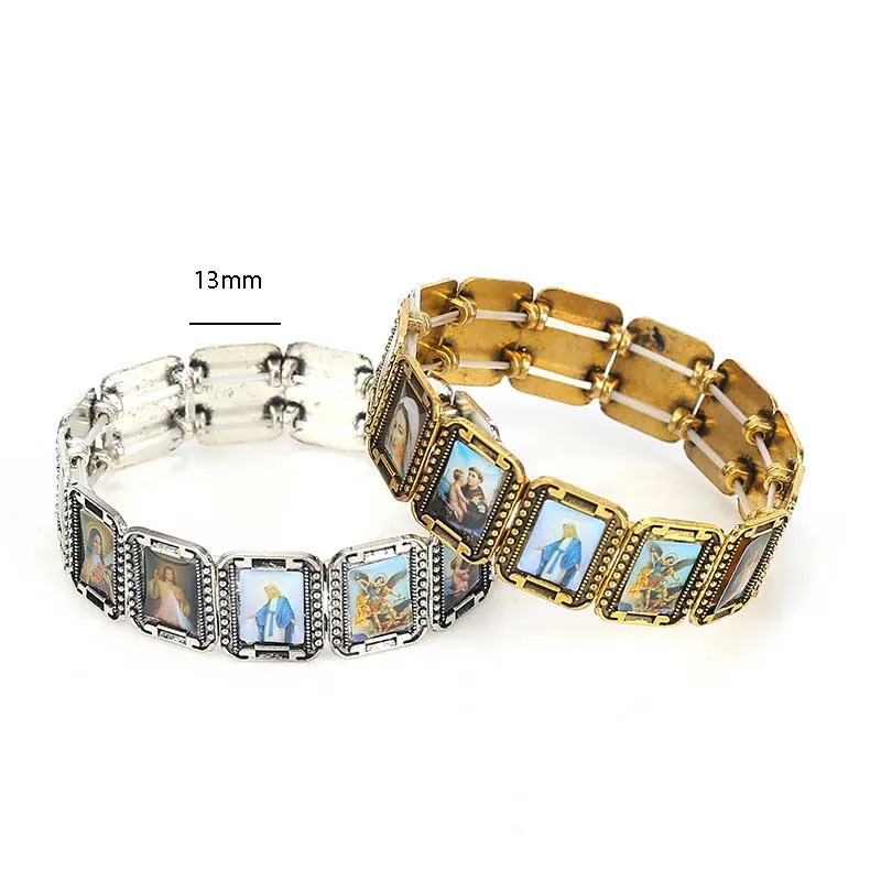 Small square alloy religious saint jesus catholic image icon bracelet men and women bracelet gift jewelry