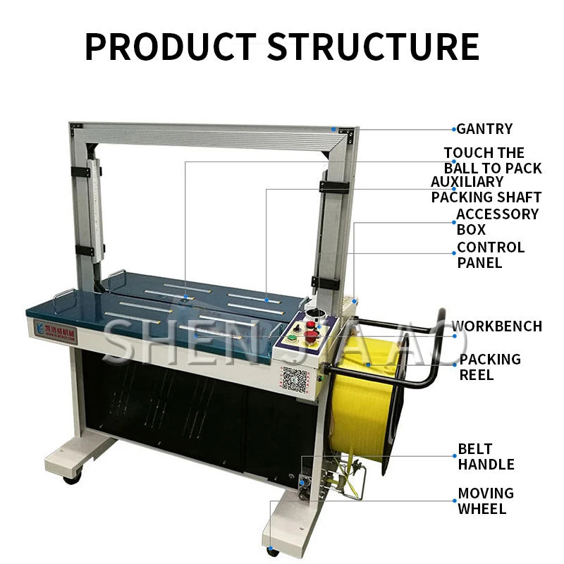 1PC KLW-201A Automatica Reggiatrice PP Cinghia Scatola di Imballaggio Macchina Automatica Reggiatrice Macchina Desktop Reggette Macchina 220V