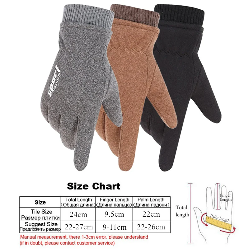 Winter Windproof Men\'s Gloves Sports Touch Screen Driving Motorcycle Ski Warm Cycling Autumn Male Gloves