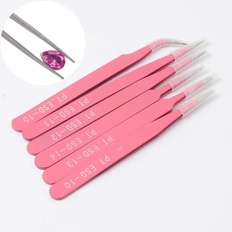 Excellent Quality Tweezers Bend+Straight Stainless Steel Industrial Anti-static Cross Tweezers Sewing Accessories Tools