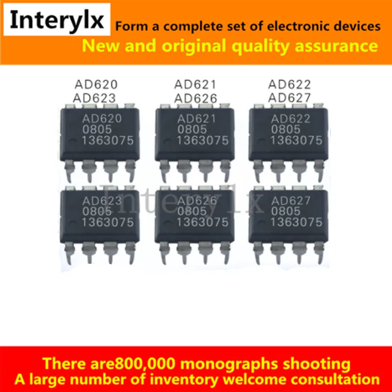 2Pcs AD620AN AD621AN AD622AN AD623AN AD626AN AD627AN AD620/621/622/623/626/627 DIP-8 Instrumentation Amplifier IC Chip