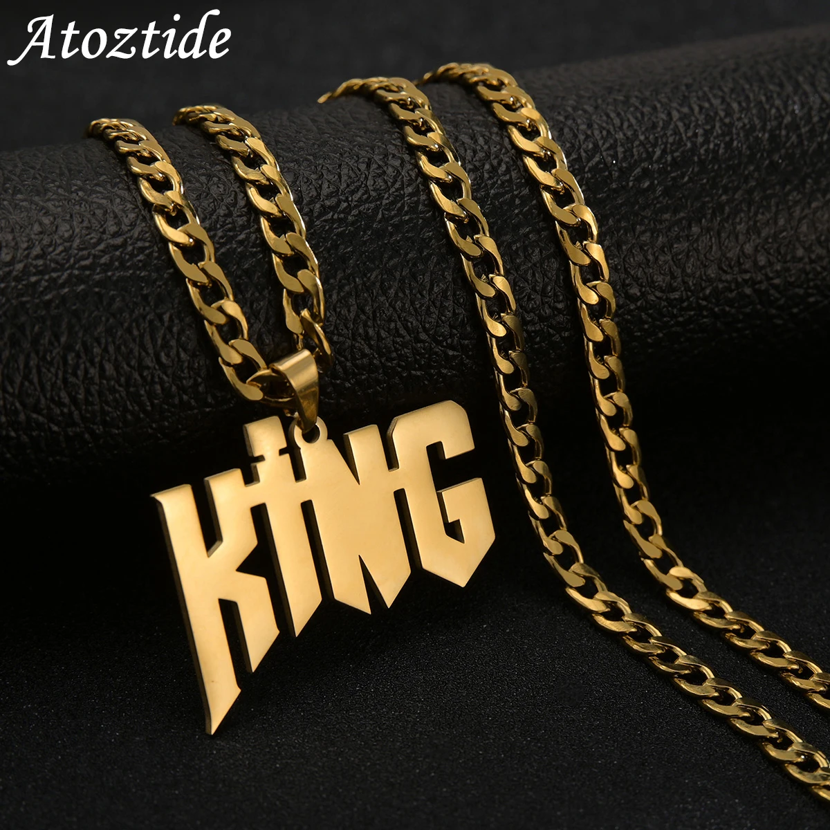 Customized Name Necklace Pendant Gold Color Personalized Stainless Steel 7mm Wide Thick Chain Jewelry for Women Christmas Gifts