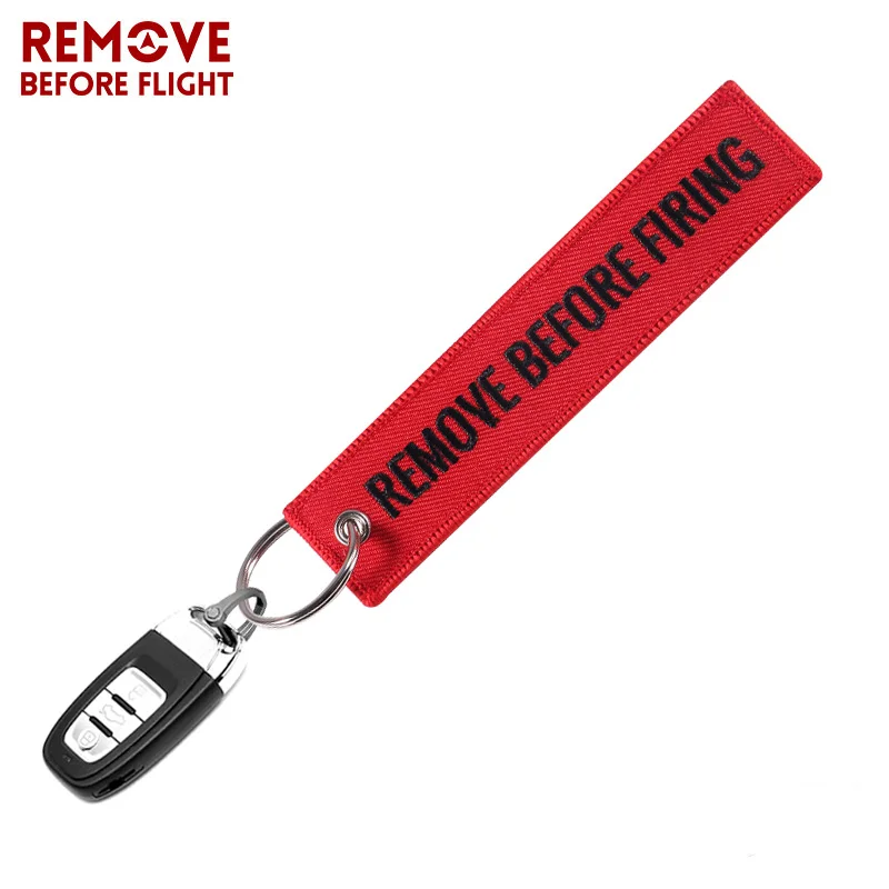 5 PCS Red REMOVE BEFORE FIRING Fashion Jewelry Chain Keychain for Fire Fighters Keychain Embroidery Key Rings Custom Key Fob