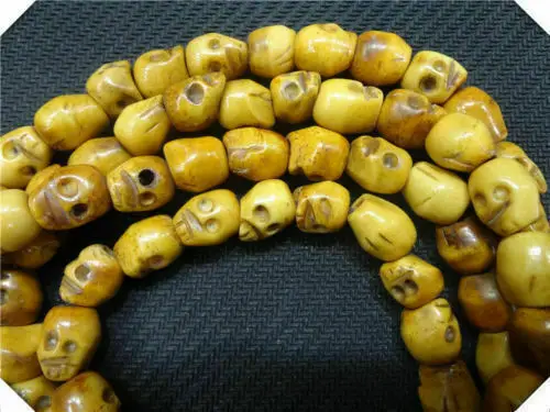 Bone Skull Prayer Beads Necklace ! Tibetan Buddhist Mala Shaman Rosary 108 Figurines Decoration Collection Ornaments Bracelet