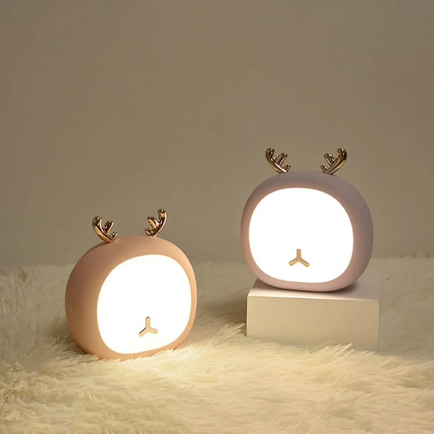 Rechargeable Night Light Touch Control, Dimming Reading Light LED Eye Protection Light Bedroom Bedside Lamp, Cute Rabbit, Deer