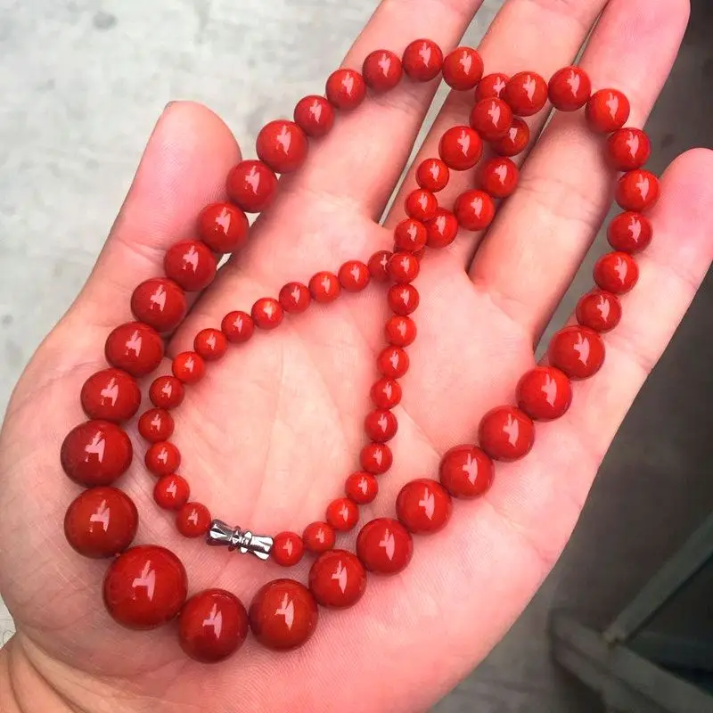 beautiful Nan Hong Bead necklace costly chalcedony carnelian mala Bead hanging Lucky garnishry