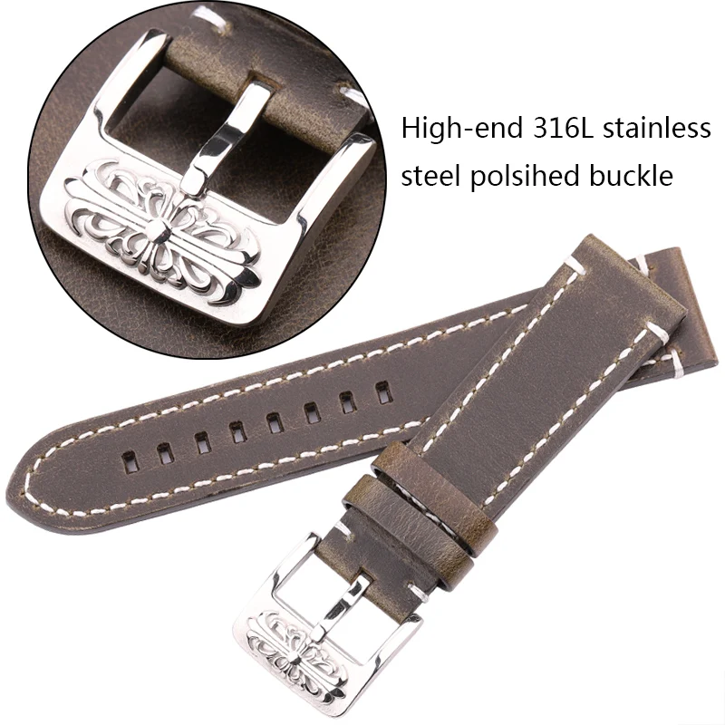 Cowhide Watchband Bracelet Women Men Genuine Leather Belt 20mm 22mm 7colors Vintage Watch Strap Accessories