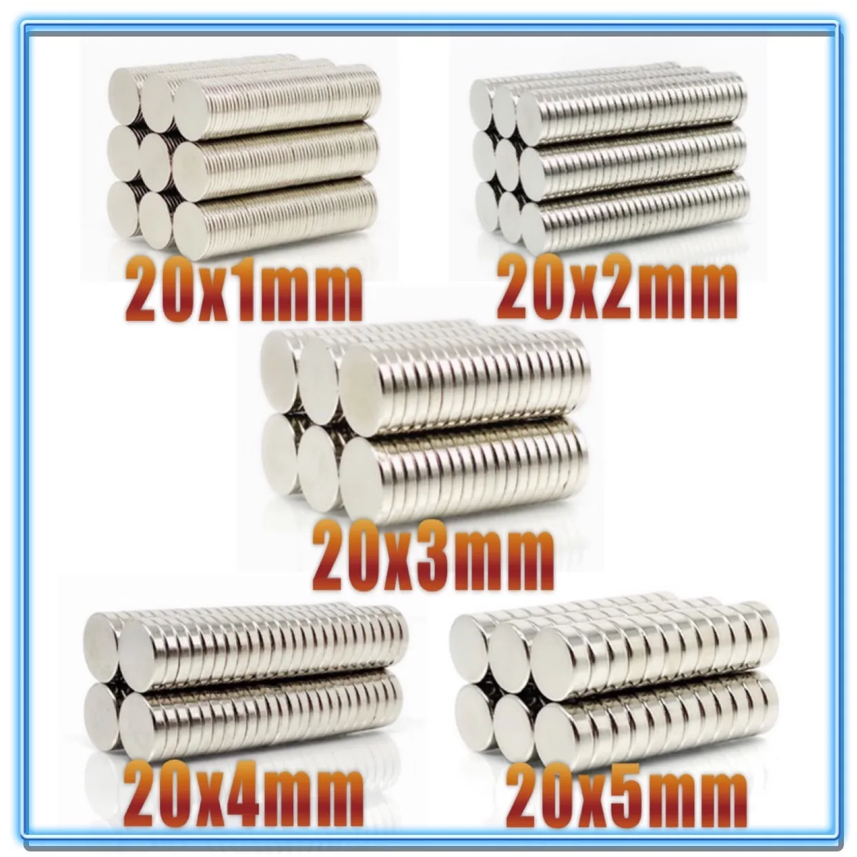 5~200Pcs N35 Round Magnet 20x1 20x2 20x3 20x4 20x5 Neodymium Magnet Permanent NdFeB Super Strong Powerful Magnets 20*3 20*5