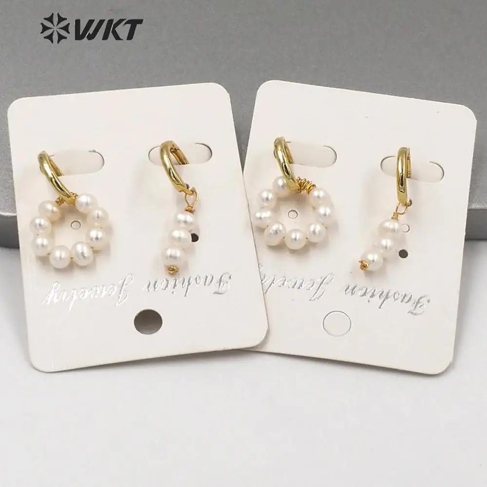 MPE052 WKT Pearl Lady In Eletroplated Women Jewelry Earrings Freshwater Circle Dangle Round Clash Fashion