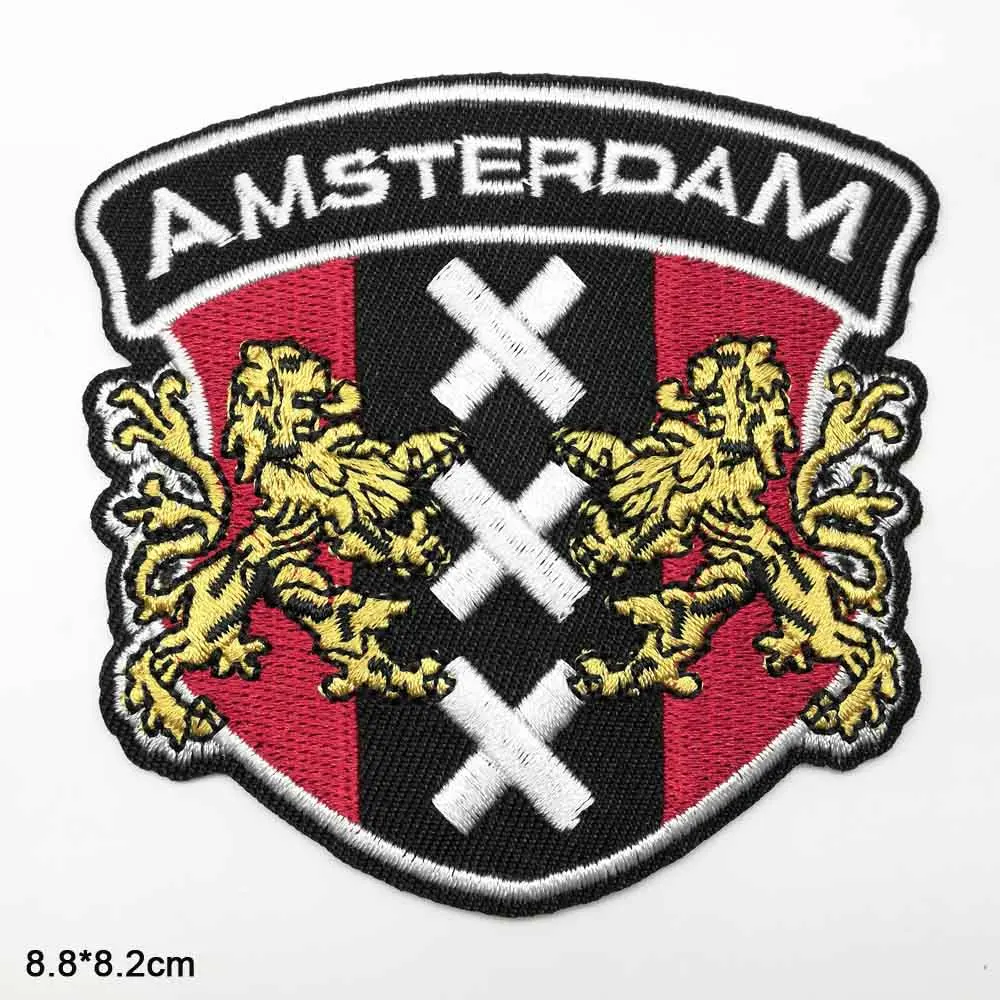 Amsterdam Dutch Netherlands Symbol Iron On Embroidered Clothes Patches For Clothing Stickers Garment Wholesale