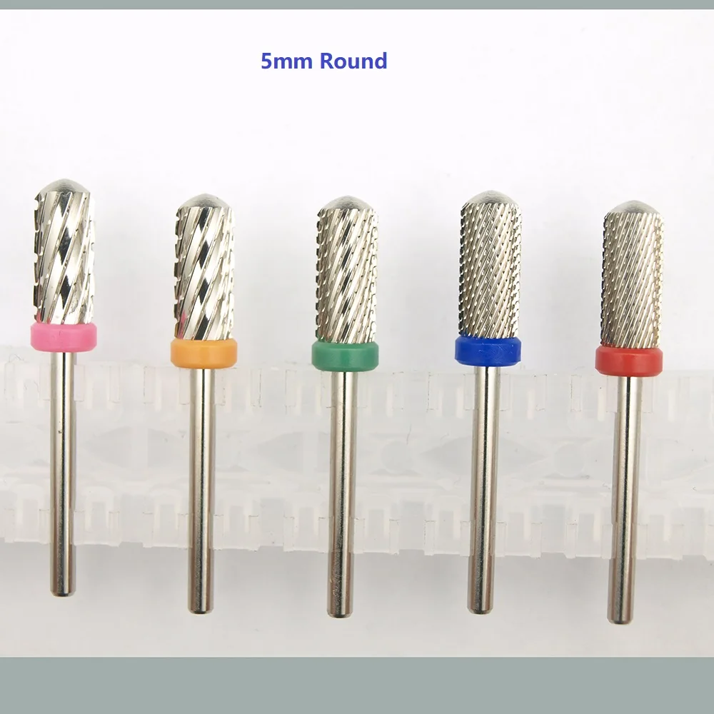 Qualität 5 in 1 Silber Verjüngt Sicherheit Hartmetall Nagel Bohrer Mit Cut Bohrer Hartmetall Cutter Maniküre Entfernen Gel Nägel zubehör – Detail 5