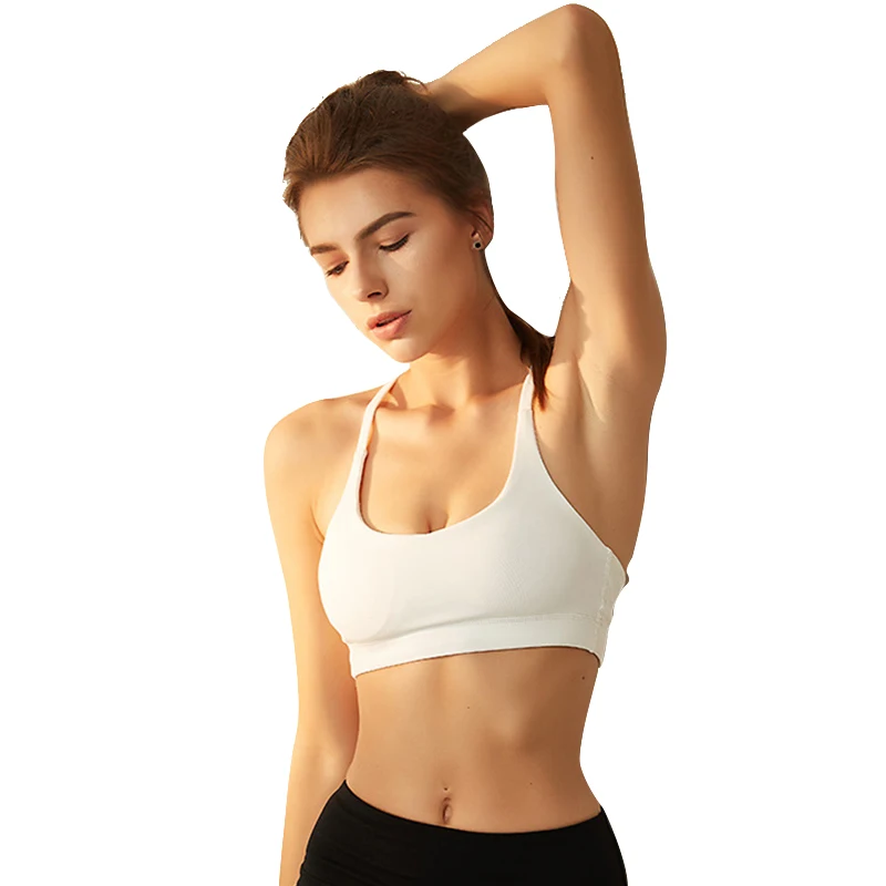 Reggiseno Fitness Push Up Nylon Solid U-Neck Cross Back Stretch abbigliamento sportivo di base per le donne palestra Yoga Runnning Training Workout