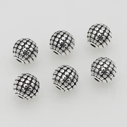 30pcs/lot Retro Antique Silver Color Dots Round Loose Beads 8.5mm Manual Metal Prayer Yoga Spacer Beads DIY Jewelry Accessories