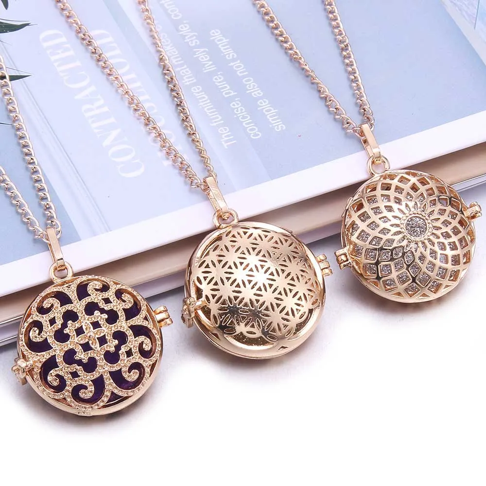 Tree of life Aromatherapy Necklace open Diffuser lockets Pendant Perfume Essential Oil Diffuser Locket Necklace with pad