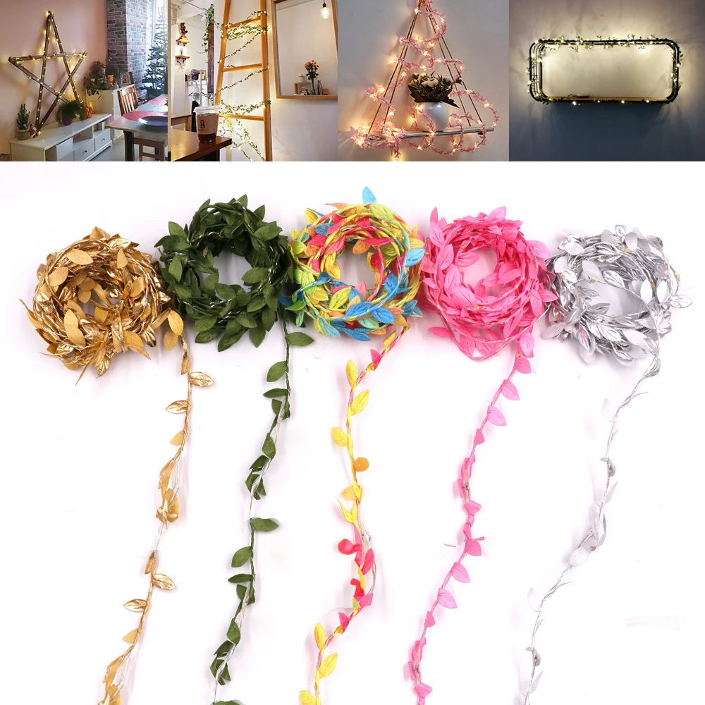 2M 3M 5M 10M Groen Blad String Light Led 5V Garland Wijnstok Fee Lights Batterij doos Thuis Bruiloft Decoratie Diy Decor