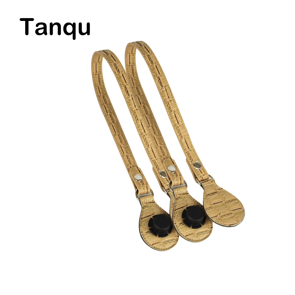 

Tanqu 2022 New Long Flat Patchwork Handle with Snap Button Removable Weave Pattern Drop for O Bag Leather Belt Strap for Obag