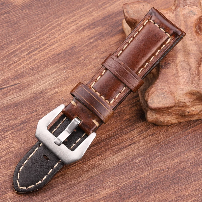 Genuine Leather Watchbadns 20mm 22mm 24mm Dark Brown Woemn Men Cowhide Watch Band Strap Watch Accessories