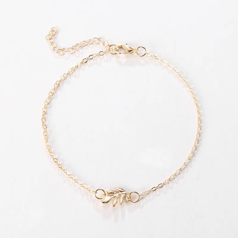 Trendy Summer Gold Sliver Color Leaf Chain Anklet For Woman Bohemian Vintage Footwear Leg Bracelets Female Foot Jewelry 2021 New