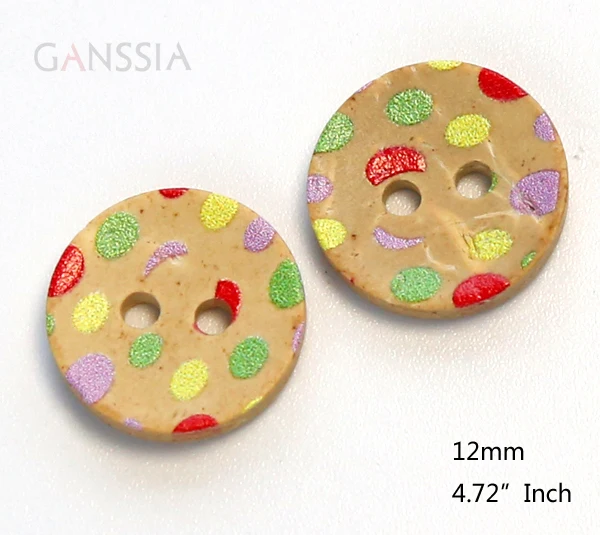 50pcs/lot Size:12mm Multicolour Coconut Round Buttons, Sewing Button for Clothing Woman Kids Decorative (KK-1064)