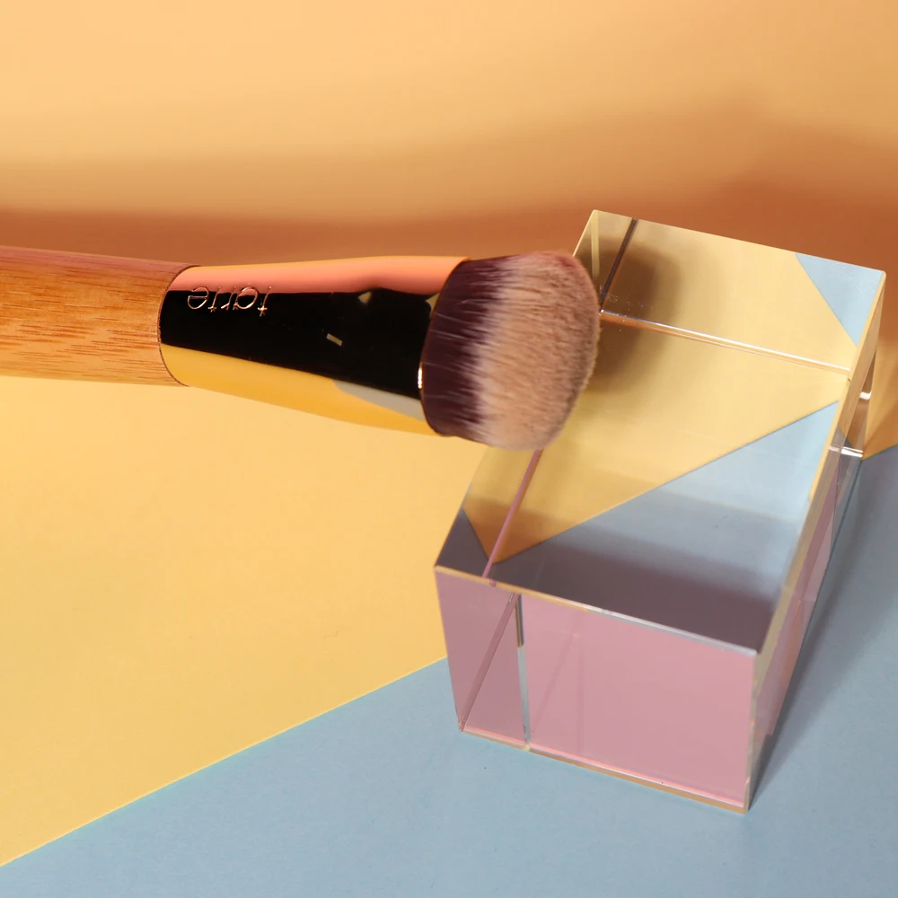 Double Ended Makeup Brush Bamboo Angled Contour Brush Precision BB Cream Liquid Foundation Makeup Brushes Gold