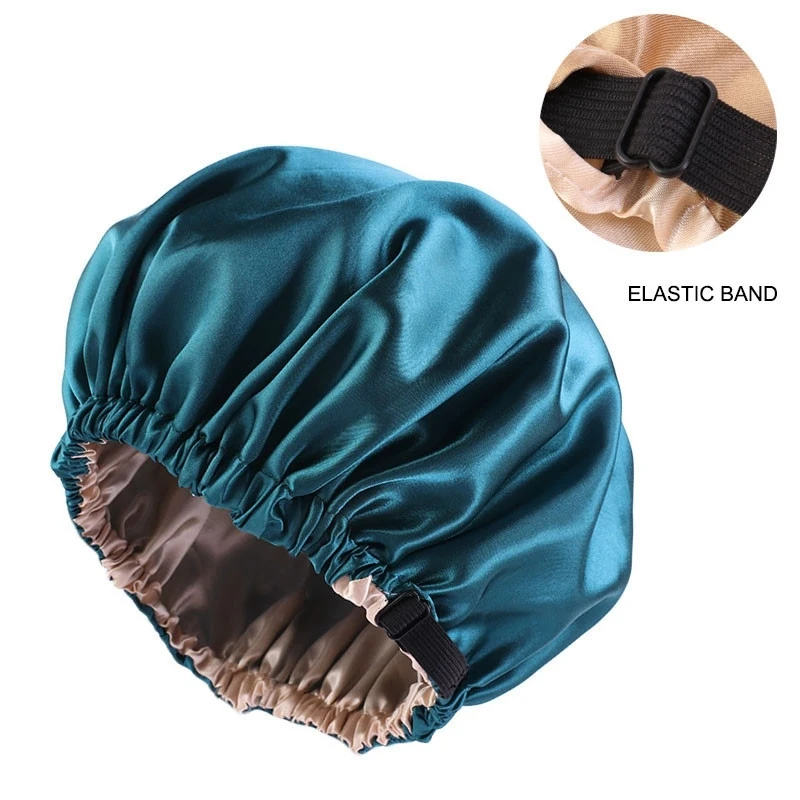 Nieuwe Satin Hair Cap Voor Slapen Onzichtbare Platte Imitatie Zijde Ronde Haircare Vrouwen Hoofddeksels Ceremonie Aanpassen Knop Night Hoed