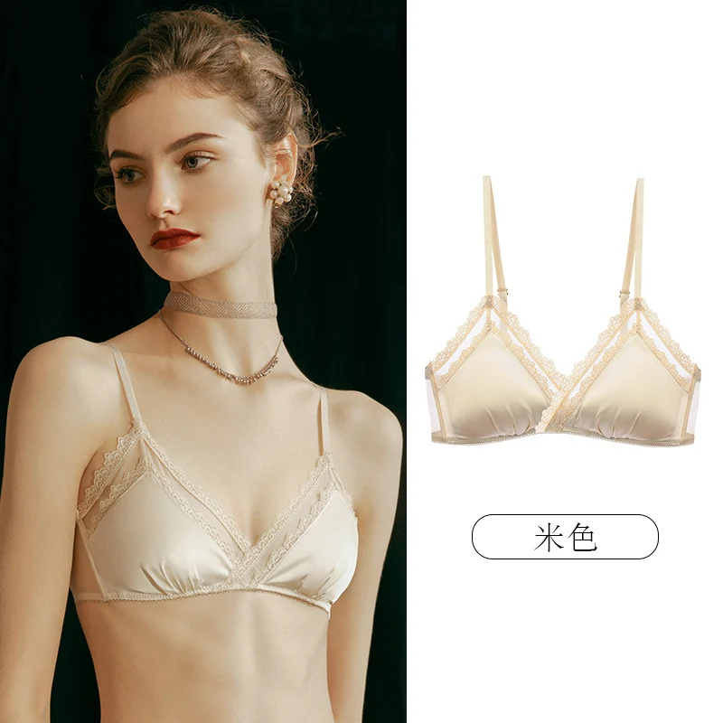 French Underwear Women's Ultra-Thin Summer Big Chest Mini Set Sexy Lace Bra without Steel Ring underwear women